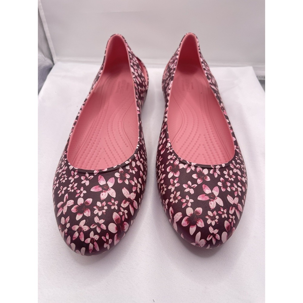 Crocs Eve Tropical Slip On‎ Flat Womens size 11 Pink Floral